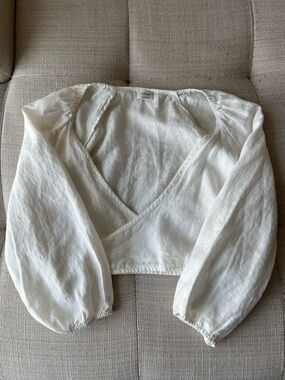 Aritzia Wilfred Linen Tie Front Top Size Small
